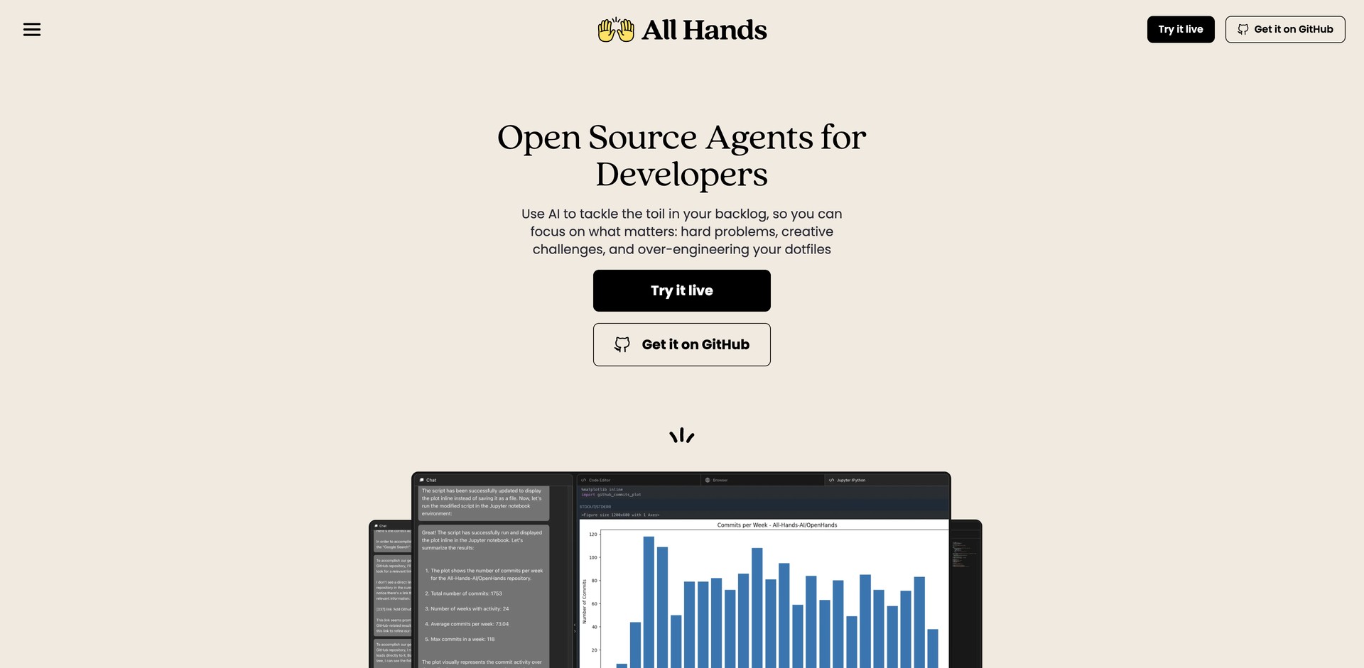 all-hands.dev - Automates coding, commands, and web tasks using open-source agent