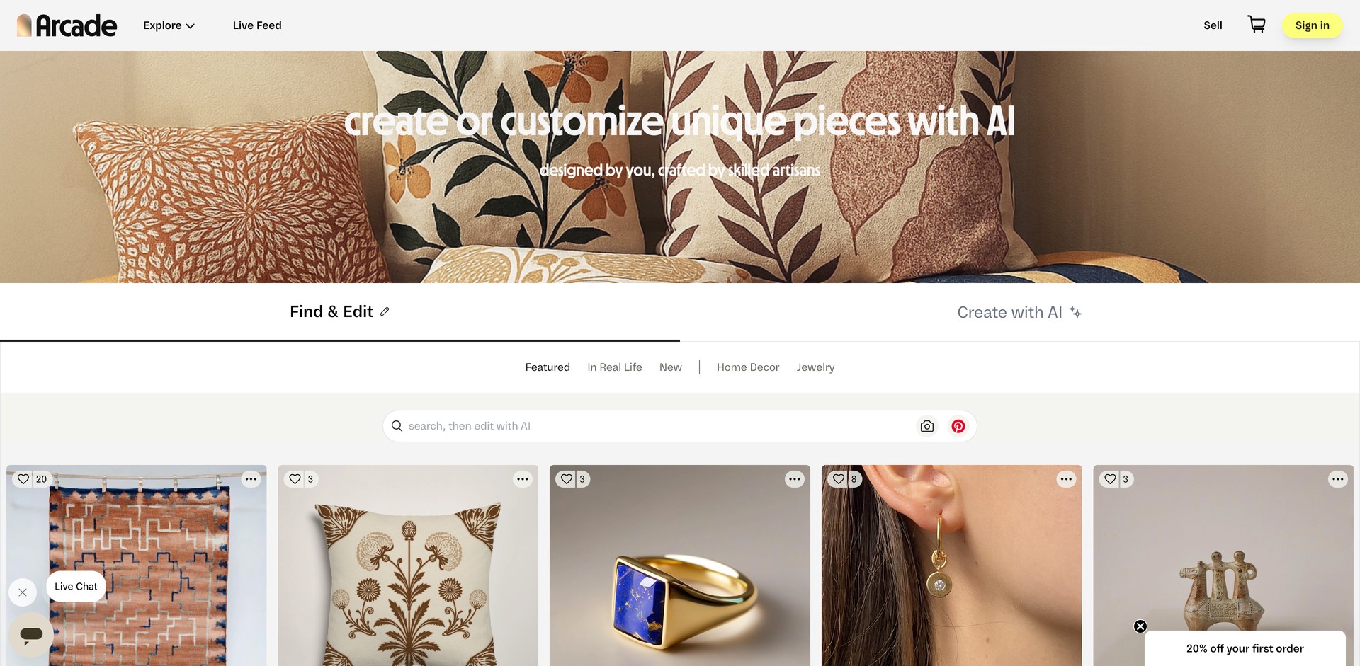 arcade.ai - Generates custom product designs and connects users with artisans