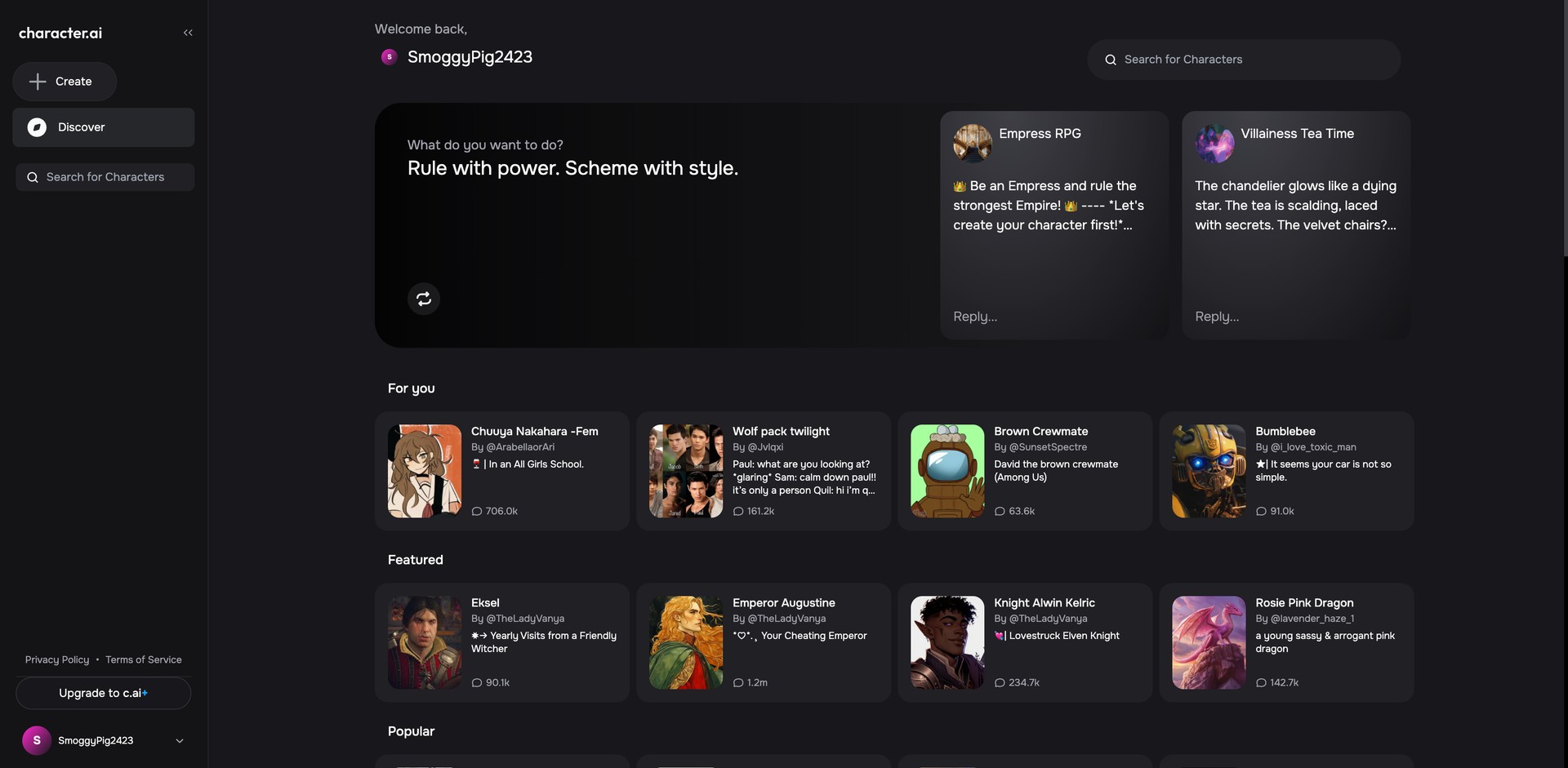 character.ai - Create and chat with fictional characters.