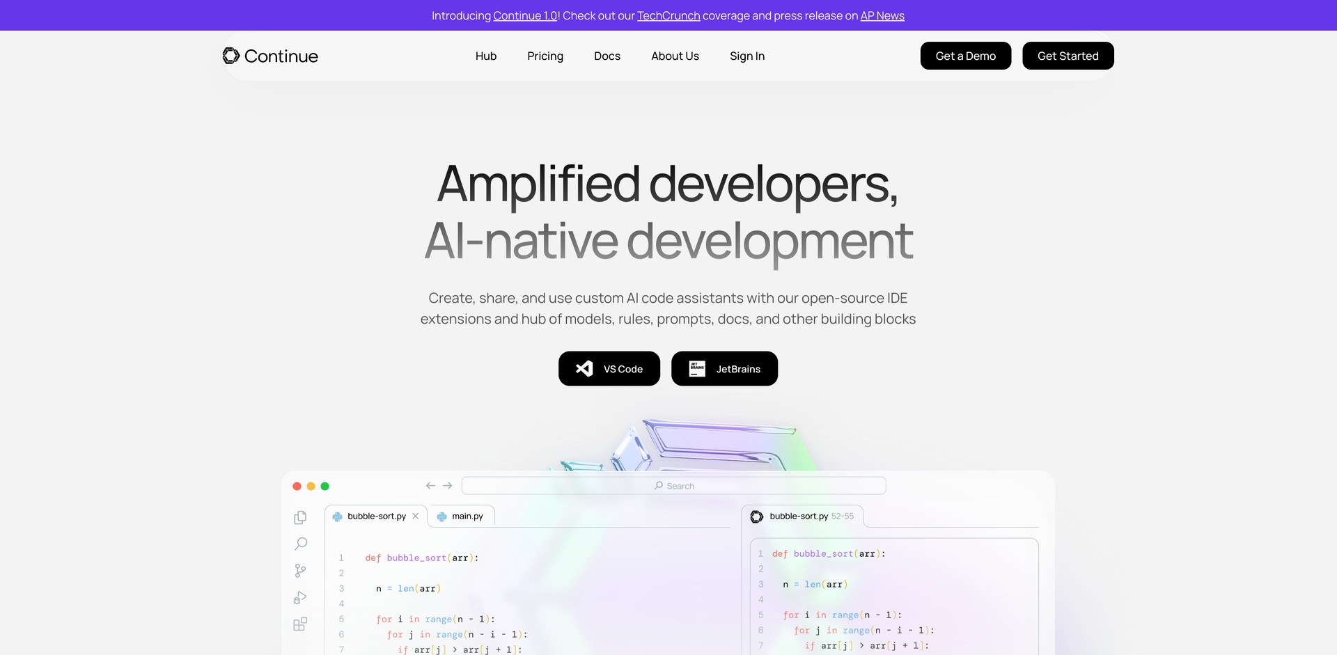 continue.dev - Connect models, context, and code to build assistants.