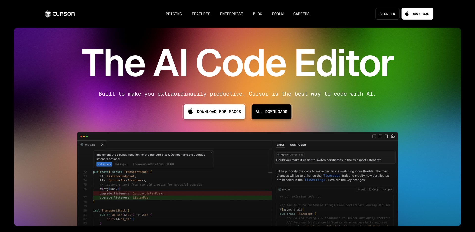 cursor.com - Code editor with code prediction, Q&A, and generation.
