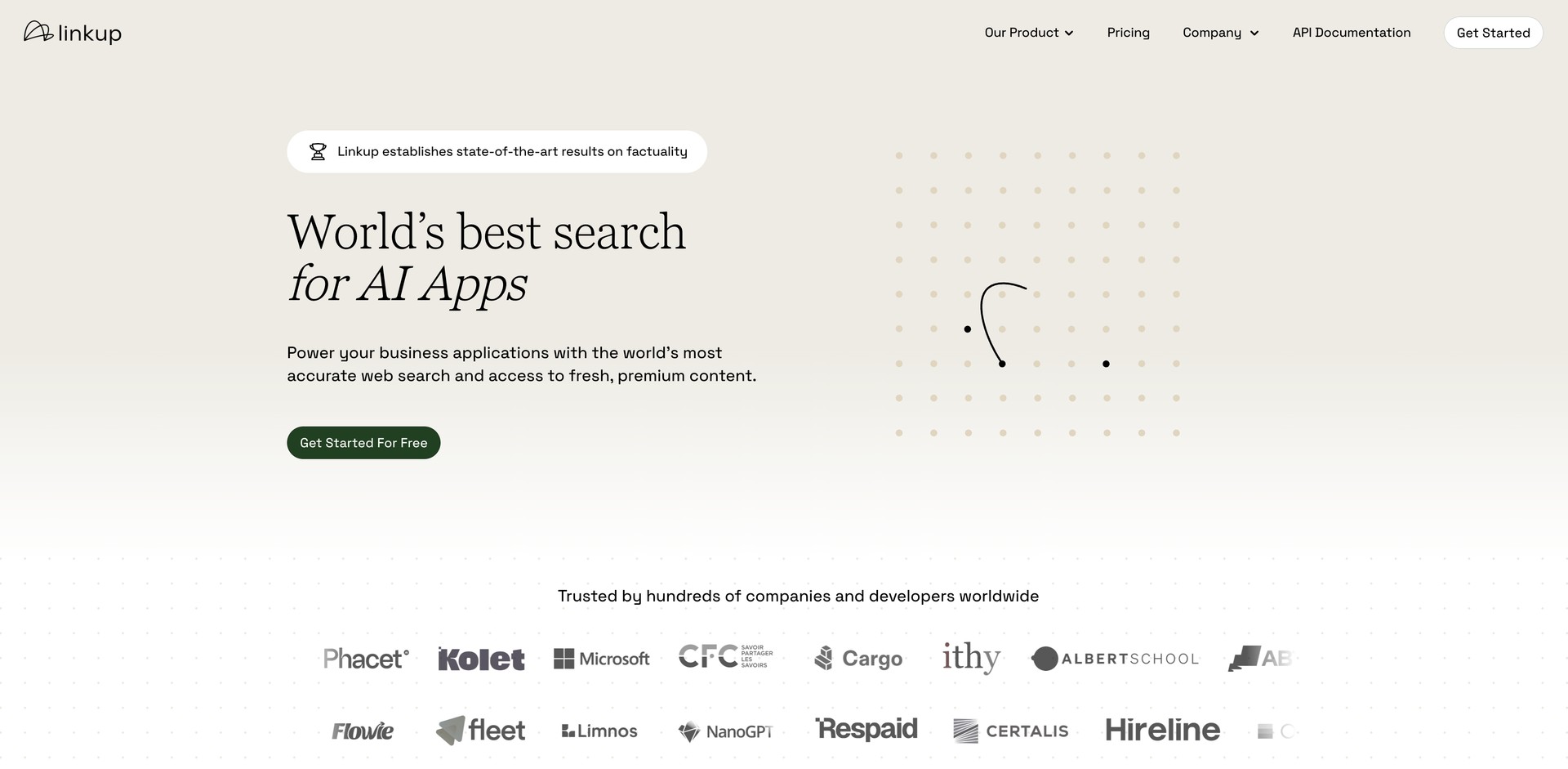 linkup.so - Web search API for apps and LLMs with cited sources.
