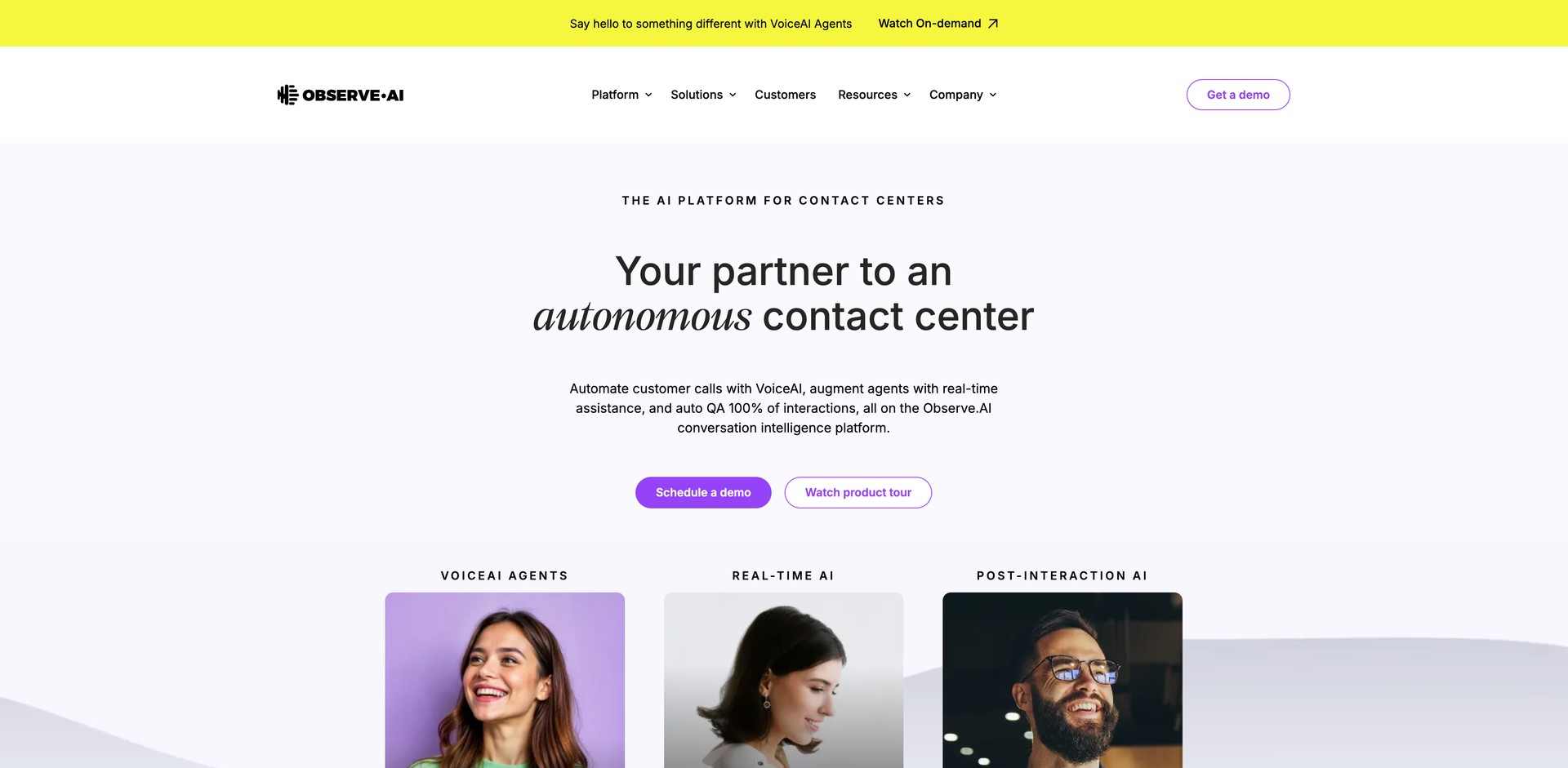observe.ai - Analyzes contact center conversations; automates tasks, assists a