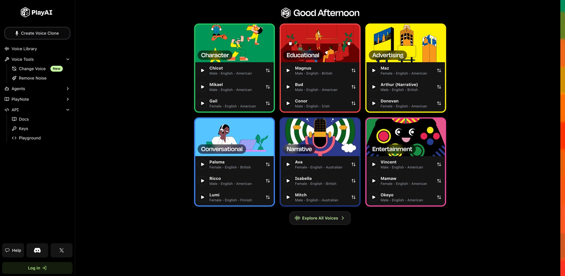 play.ai - Creates realistic voices for cross-platform voice agents.