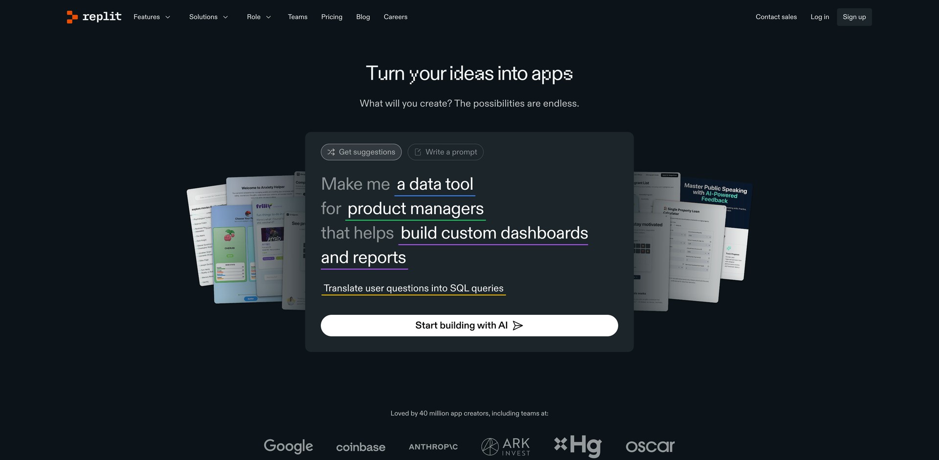 replit.com - Generates app and website code from prompts.