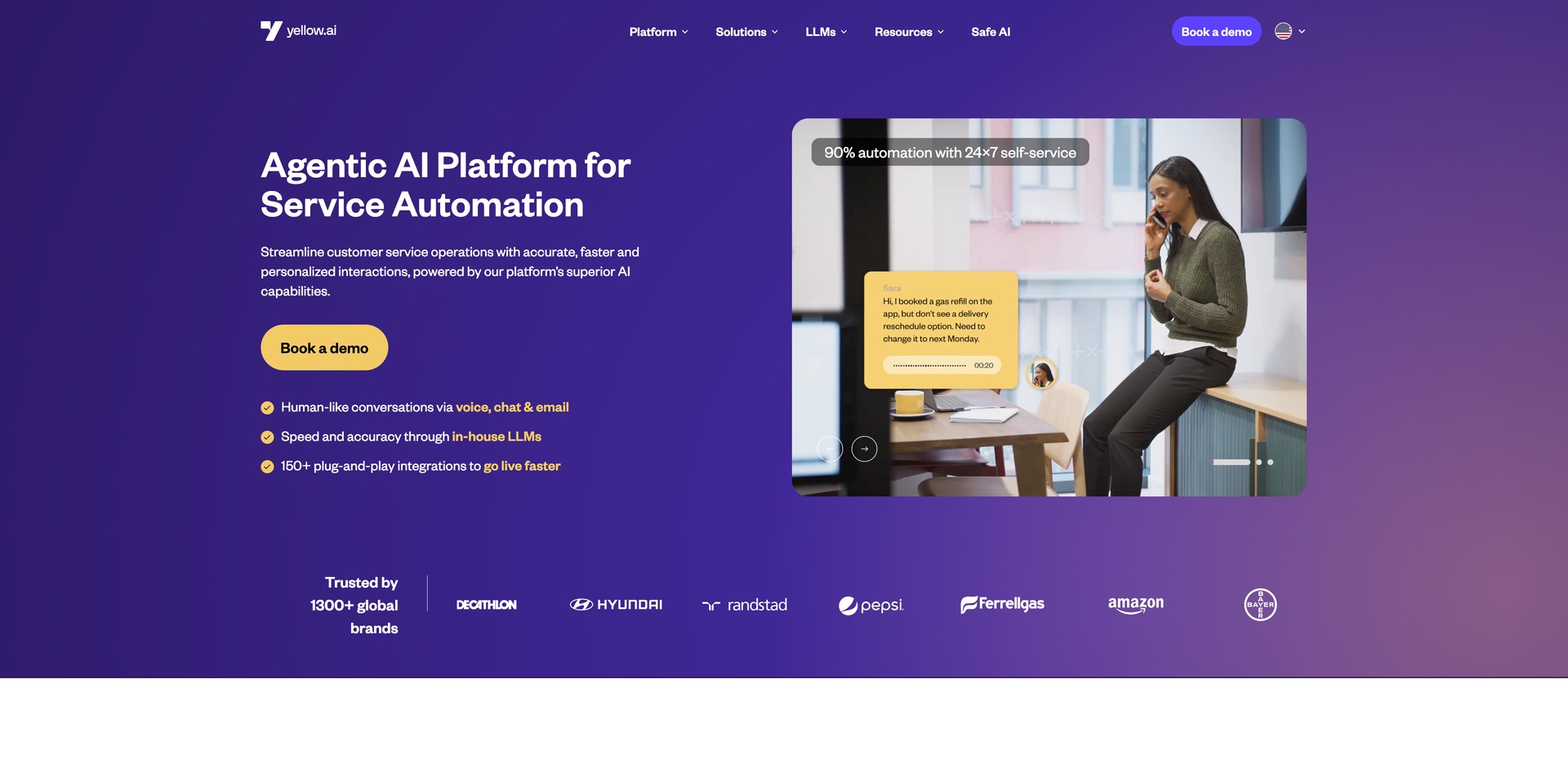 yellow.ai - Automates customer service via voice, chat, and email.
